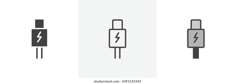 USB type c colored icon set. Eps 10