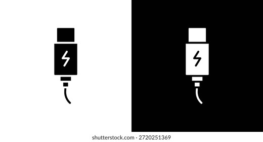 Schwarzes flaches Piktogramm des USB-Typs c. Für Grafik- und Webdesign.
