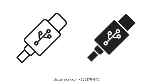 Elemento de diseño de icono USB tipo c. Trazo editable. Vector