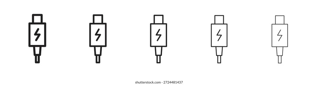 Design do ícone do tipo C USB em estilo de traçado fino editável para trabalho gráfico
