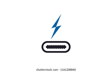 USB Type C Icon with fast sign