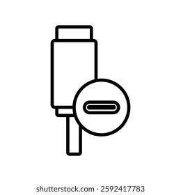 usb type c icon, icon flat style pictogram for ui or ux mobile app, design sign logo symbol vector illustration, isolated on white editable