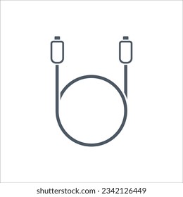 Usb type C icon, usb lightning cable, icon logo flat design apps and web page. Eps 10 Editable.