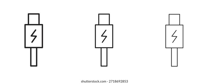 USB-Typ-c-Symbol Logo schwarzes Piktogramm-Set. Skizze mit dünnen Linien.