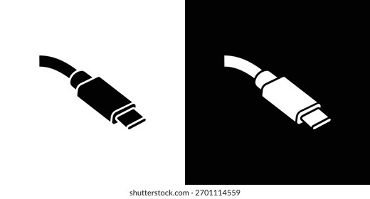 VECTOR de la silueta del icono del tipo c del USB en colores negros. estilo plano del diseño del logotipo del símbolo