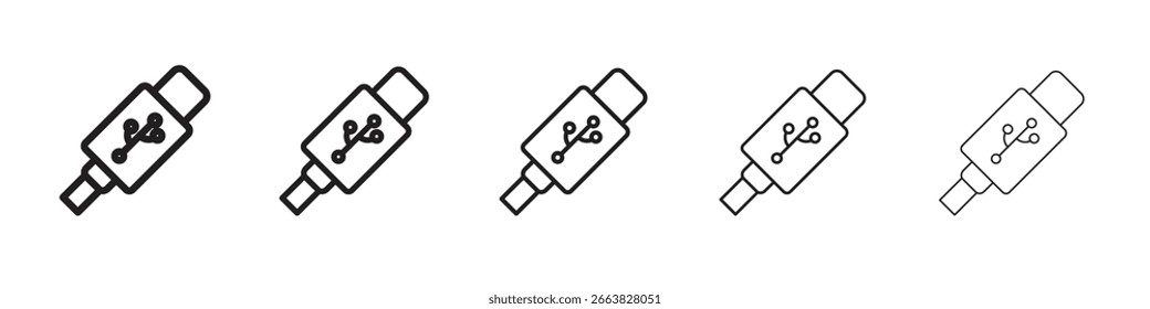 USB tipo c ícone simples editável traço série pack. eps10