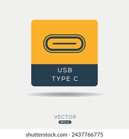 Icono USB tipo C, signo de vector.