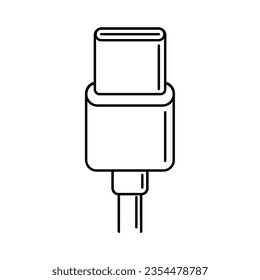 The USB type C illustrated black in colour on isolated background.