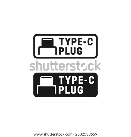USB Type C label or USB Type C Sign Vector Isolated. Best USB Type C label for websites, product packaging design element, and more.