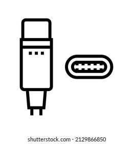 usb type c line icon vector. usb type c sign. isolated contour symbol black illustration