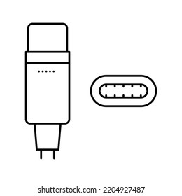 usb type c line icon vector. usb type c sign. isolated contour symbol black illustration