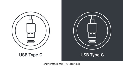 USB Type C port icon. Socket usb plug in. USB connectors. Vector illustration