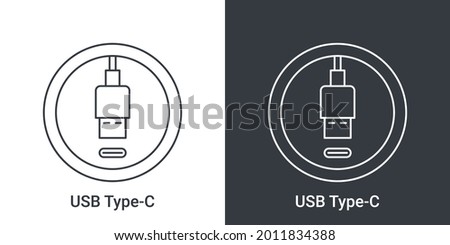 USB Type C port icon. Socket usb plug in. USB connectors. Vector illustration