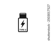 USB Type C sign or USB Type C symbol Vector Isolated. Best USB Type C label for websites, product packaging design element, and more.