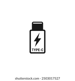 USB Typ C-Zeichen oder USB Typ C-Symbol, Vektor isoliert. Bestes USB Typ C Label für Websites, Design-Element für Produktverpackungen und mehr.