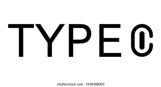 usb type c universal compact port connector logo sign, vector word type c connector