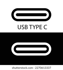 Icono vector 'USB tipo c' negro en color.