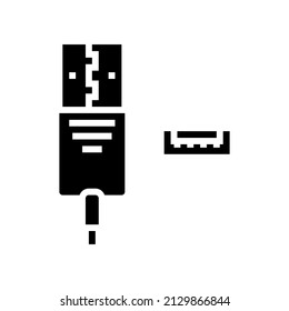 usb escribe un vector de icono de glifo. usb escriba un signo. símbolo de contorno aislado ilustración negra