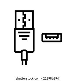 usb type a line icon vector. usb type a sign. isolated contour symbol black illustration