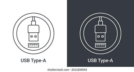 USB Type A port icon. Socket usb plug in. USB connectors. Vector illustration