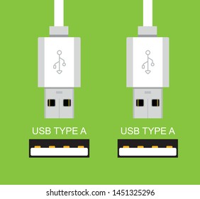 USB TYPE A socket and cable vector icon universal computer socket and cable