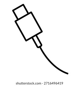 Ícone de cabo USB Type-C em preto. Vetor.