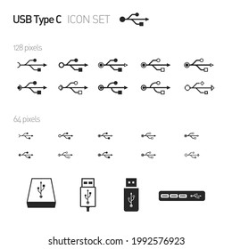 USB Type-C icon set USB-C is a 24-pin USB connector system