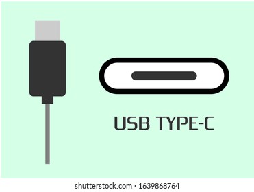 USB type-c and USB type-c port icon vector 