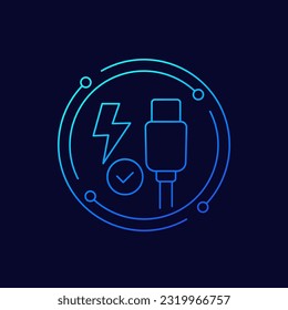 USB Type-C power cable icon, linear design