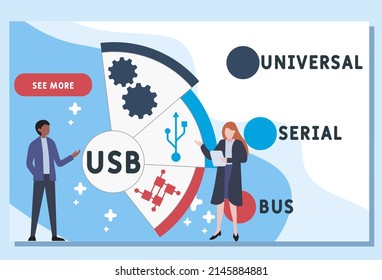 USB Universal Serial Bus acronym. business concept background.  vector illustration concept with keywords and icons. lettering illustration with icons for web banner, flyer, landing pag