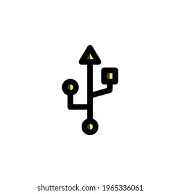 USB User Interface Outline Icon Logo Vector Illustration
