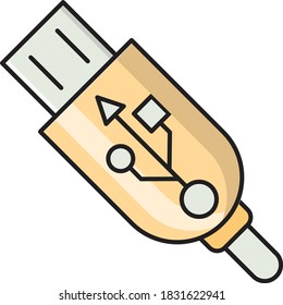 icono de línea de color de vector usb 