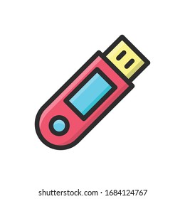 Usb Vector filled outline icon style illustration.