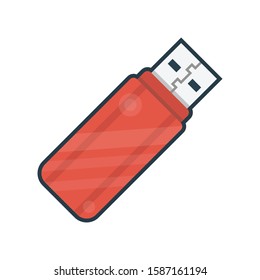 USB vector flat color icon 