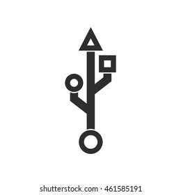 Usb vector icon. Black illustration isolated on white background for graphic and web design.