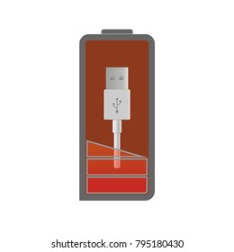 Usb vector icon. Charge vector icon. The Battery charger icon