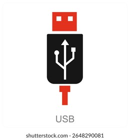 Design de conceito de ícone de vetor USB