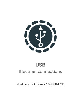 Usb vector icon on white background. Flat vector usb icon symbol sign from modern electrian connections collection for mobile concept and web apps design.