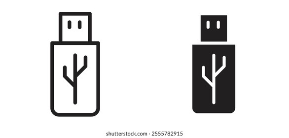 Usb vector icon set in black color.