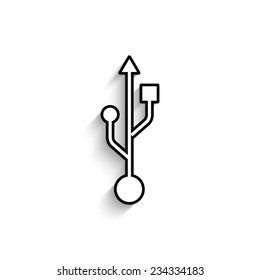 usb - vector icon with shadow