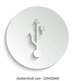 usb  - vector icon with shadow on a round button