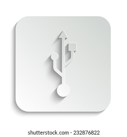 usb - vector icon with shadow on a grey button