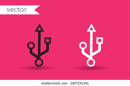Usb vector icon, symbol. White and black vector desgin. Modern, simple flat vector illustration for web site, mobile app or poster design.
