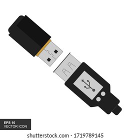 USB vector icon with a white background, for Logo Illustration and templates.
