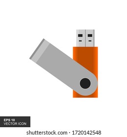 USB vector icon with a white background, for logos, templates, and web illustrations.
