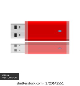 USB vector icon with a white background, for logos, templates, and web illustrations.