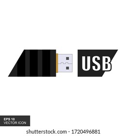 USB vector icon with a white background, for logos, templates and web illustrations.