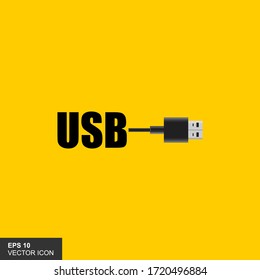 USB vector icon with a white background, for logos, templates and web illustrations.