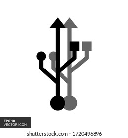 USB vector icon with a white background, for logos, templates and web illustrations.