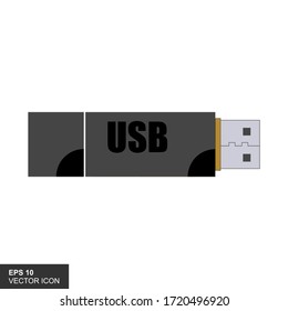 USB vector icon with a white background, for logos, templates and web illustrations.